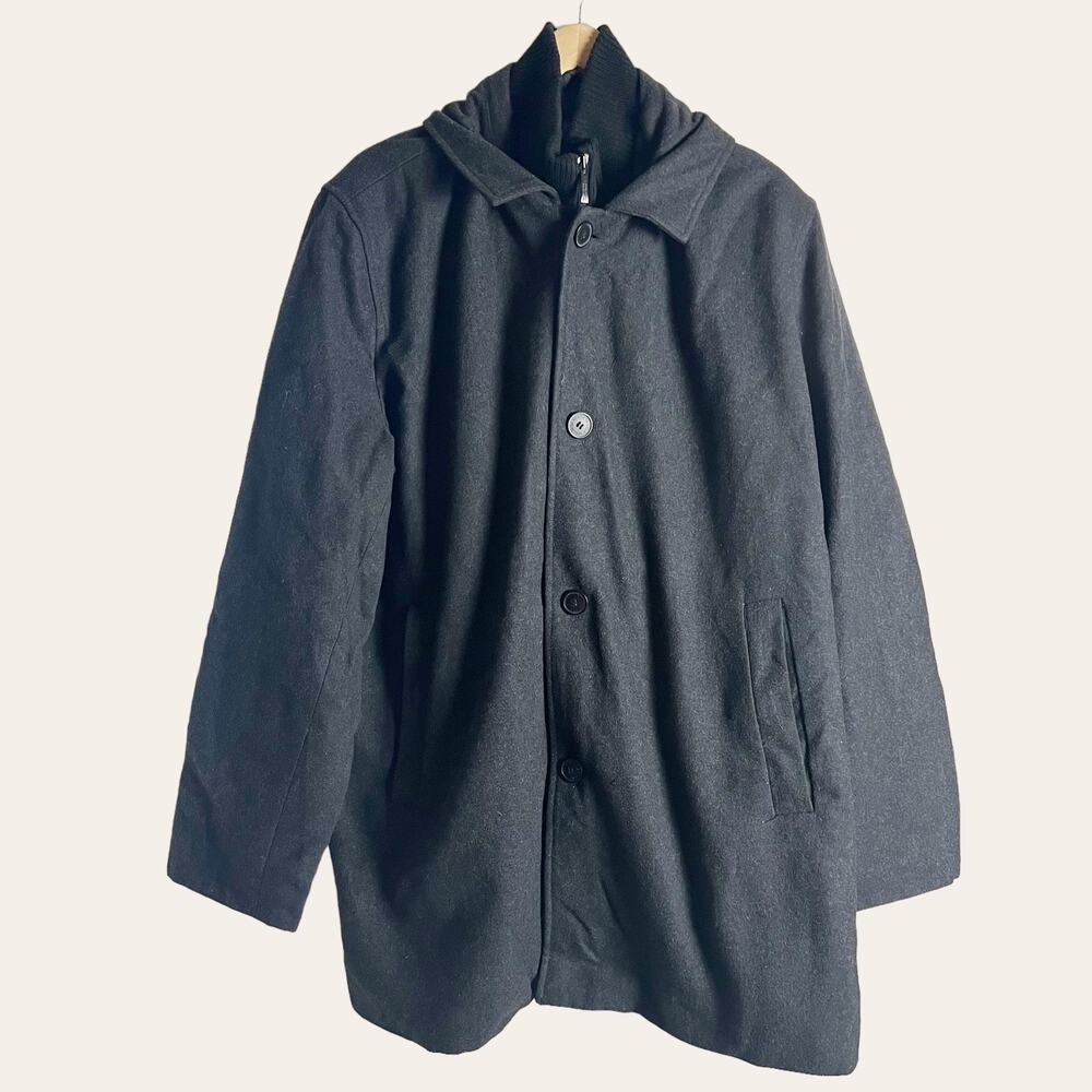 Kenneth Cole Reaction Men’s Black Wool Blend Dickey Coat Size XXL